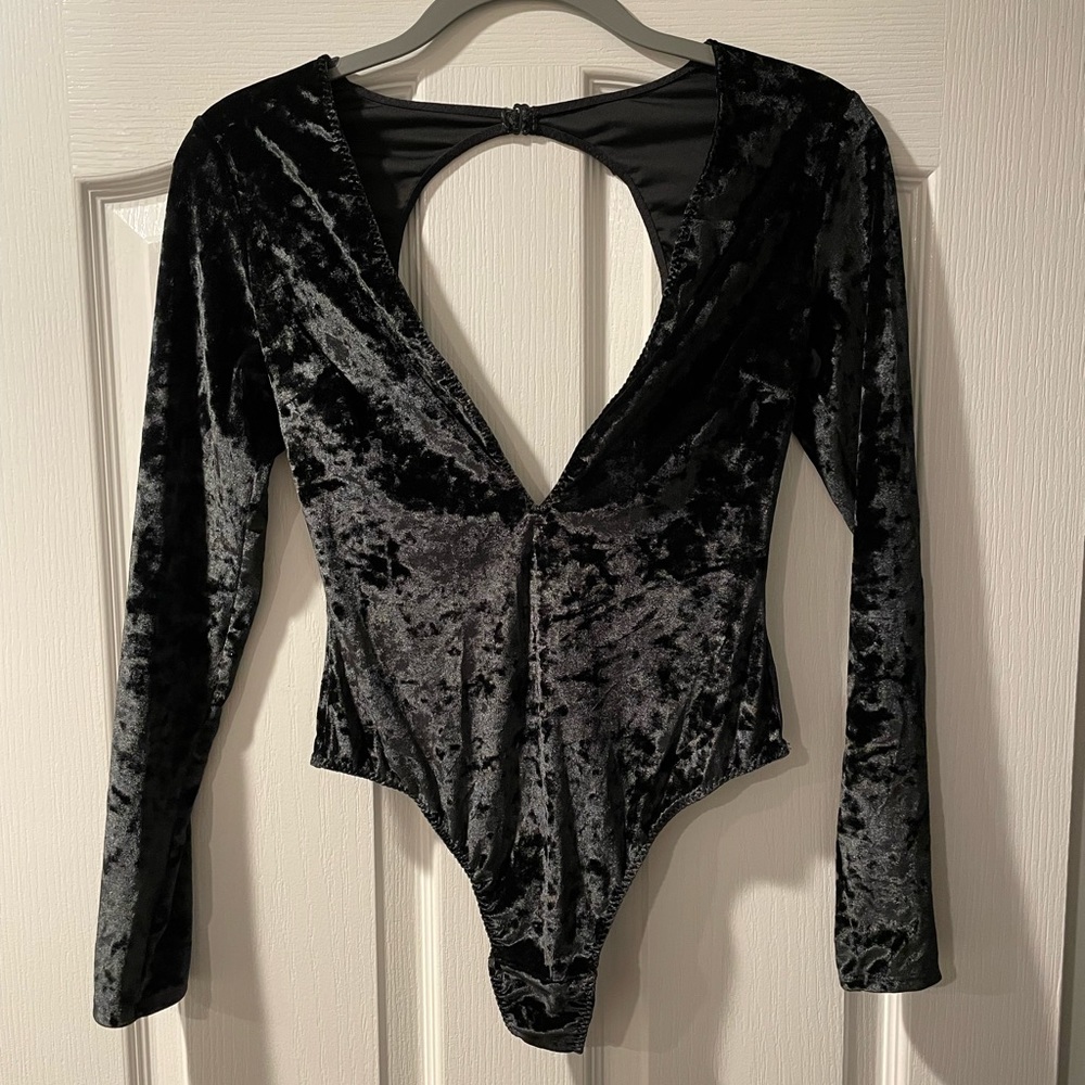 VS Crushed Velvet Thong Bodysuit